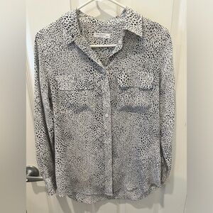 Equipment black and white silk blouse, X-small